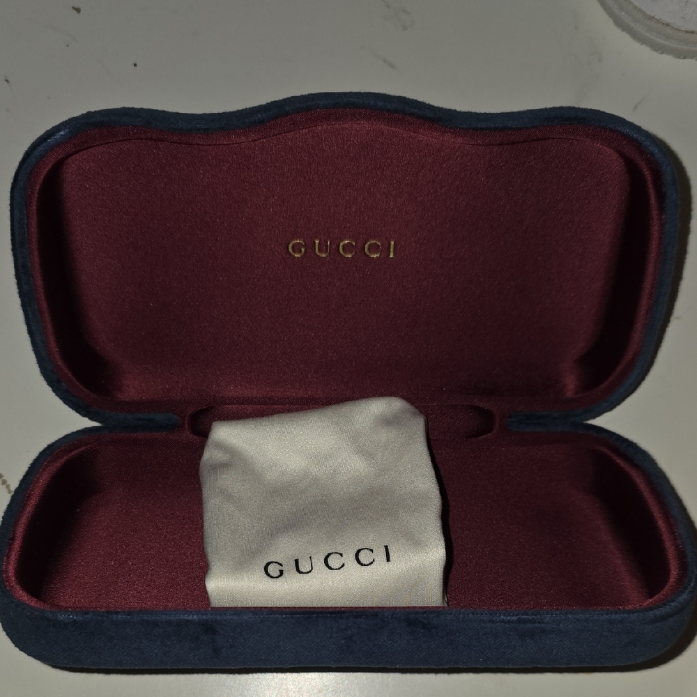 Gucci Blue Velvet Case with Burgundy Interior